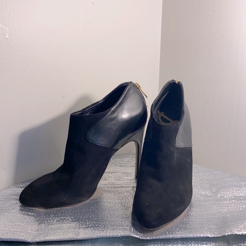 Black suede and leather high heels